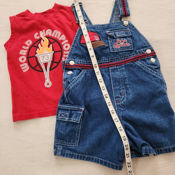 Vintage Sporty + SL Cardinals Shortalls & Shirt Bundle 3t/4t - Picture 4 of 7